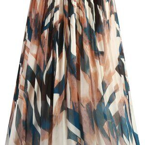 Women's Pleated Skirt Chiffon Elastic Waist A-Line Midi Length Skirt